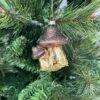 Brown Gold Mushroom Christmas Ornament