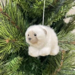 Furry Polar Bear Ornament