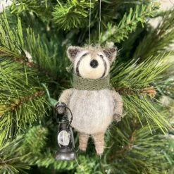 Felt Racoon Christmas Ornament