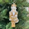 Glass Golden Nutcracker Christmas Ornament