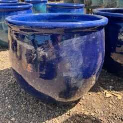 Blue Round Ceramic Planter