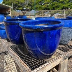 Blue Tapered Ceramic Planter