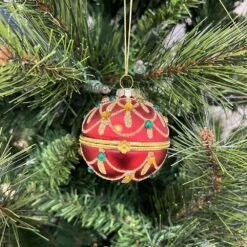 Red Glitter Ball Christmas Ornament