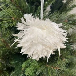 White Glitter Feather Ornament