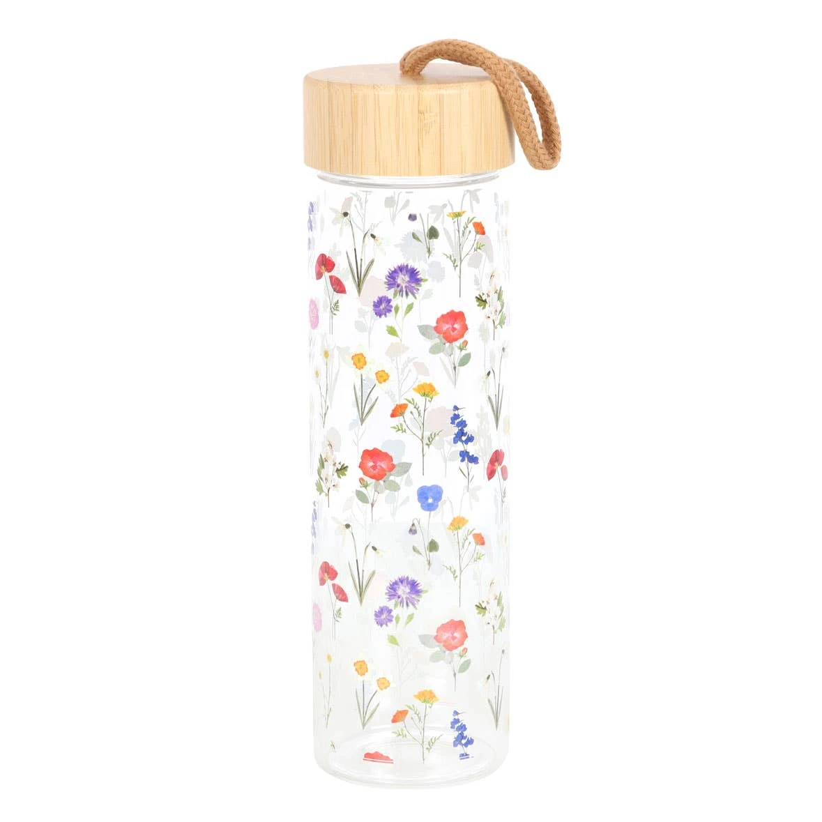 Wildflower Floral Glass And Bamboo Water Bottle 2 Wildflower Floral Glass And Bamboo Water Bottle - Image 2
