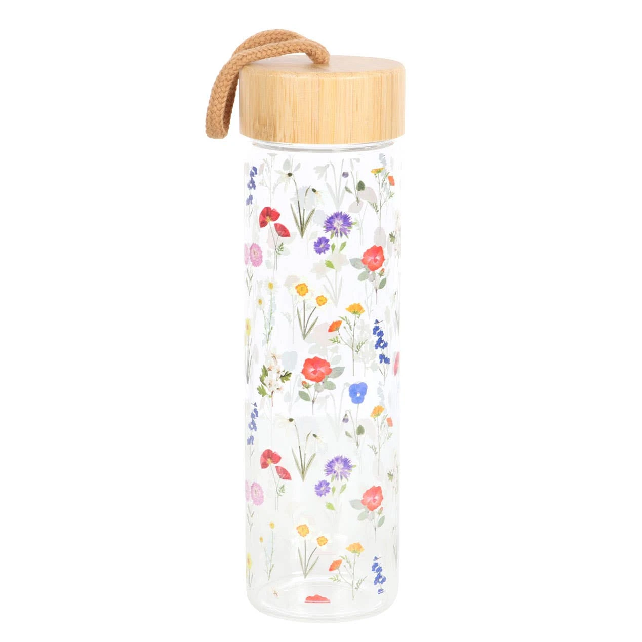 Wildflower Floral Glass And Bamboo Water Bottle 5 Wildflower Floral Glass And Bamboo Water Bottle - Image 5